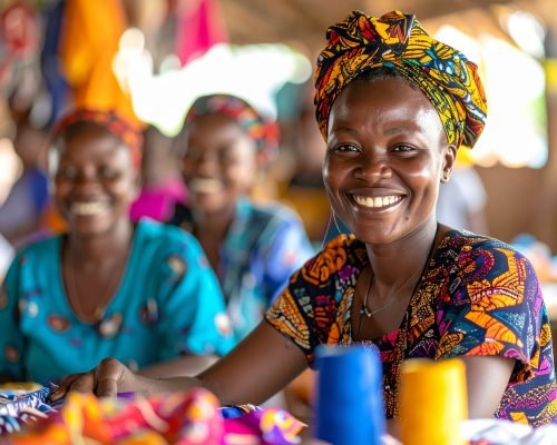 Firefly_African women in a small business training workshop, sewing, crafting, or learning sk 996339